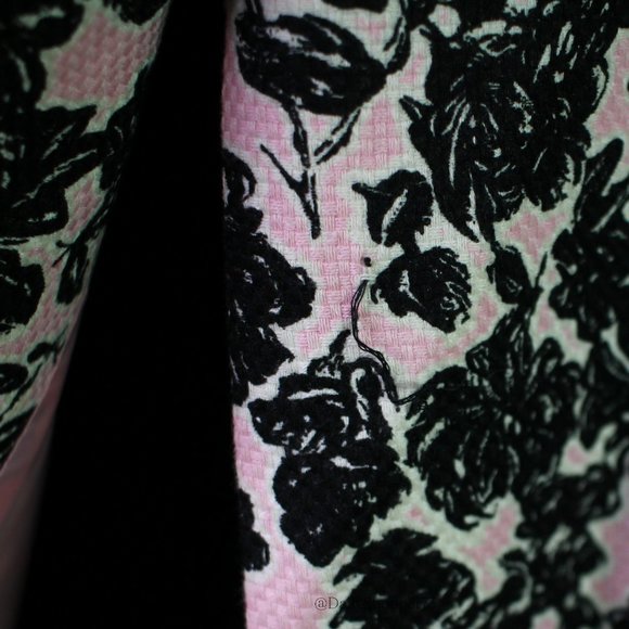 LOFT Ann Taylor Petite Women's Light Pink Black Floral Basketweave Dress Jacket - Picture 6 of 8